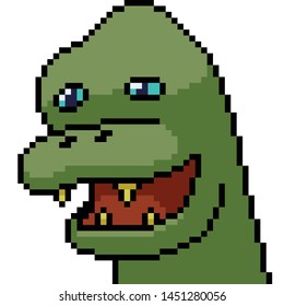 vector pixel art funny dinosaur isolated cartoon