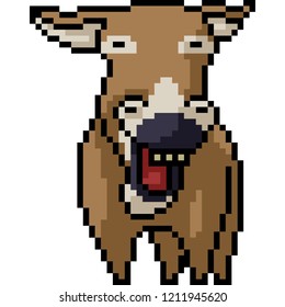 vector pixel art funny donkey isolated cartoon