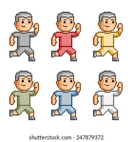 Vector pixel art funny runners