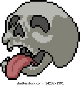 vector pixel art funny skull isolated cartoon