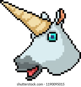 vector pixel art funny unicorn isolated cartoon