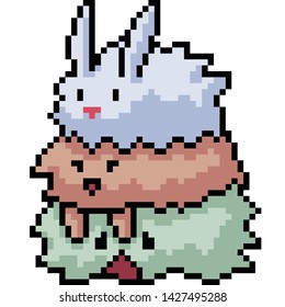vector pixel art fur monster isolated cartoon