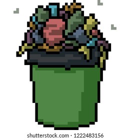 vector pixel art garbage isolated cartoon