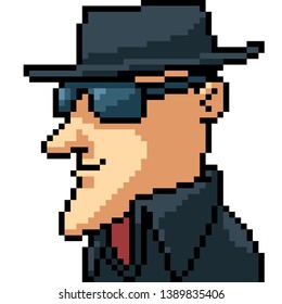 vector pixel art gentle man isolated cartoon