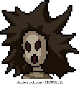 vector pixel art ghost girl isolated cartoon