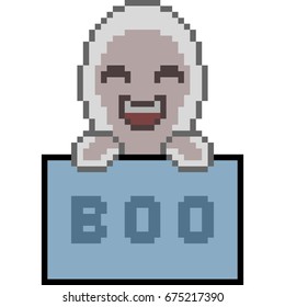 vector pixel art ghost isolated