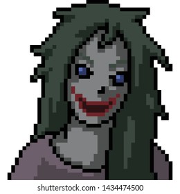 vector pixel art ghost woman isolated cartoon