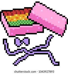 vector pixel art gift box present open isolated cartoon