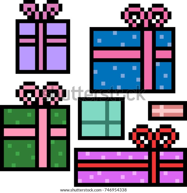 Vector Pixel Art Gift Box Isolated Stock Vector Royalty Free