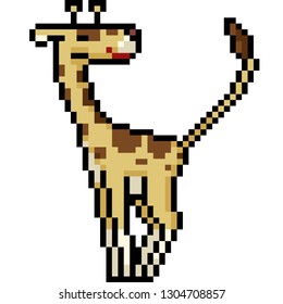 vector pixel art giraffe isolated cartoon