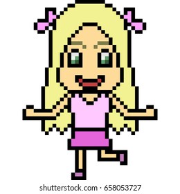 vector pixel art girl
