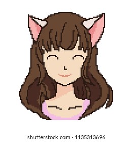 Vector Pixel Art Girl Anime,cartoon