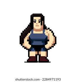 vector pixel art girl isolated cartoon, vector illustration icon symbol