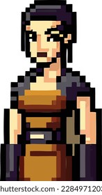 vector pixel art girl isolated cartoon, vector illustration icon symbol