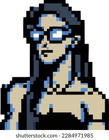 vector pixel art girl isolated cartoon, vector illustration icon symbol