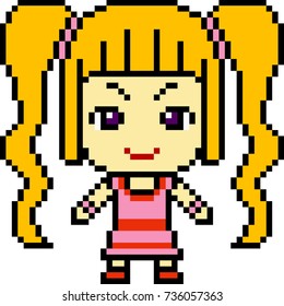 vector pixel art girl isolated