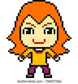 vector pixel art girl isolated