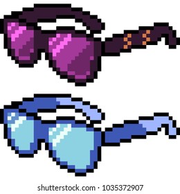 vector pixel art glasses isolated cartoon