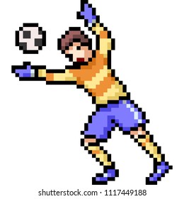 vector pixel art goal keeper isolated cartoon