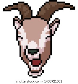 vector pixel art goat happy isolated cartoon