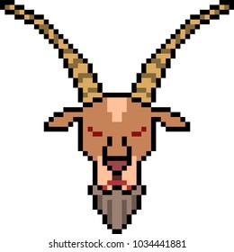 vector pixel art goat head isolated cartoon