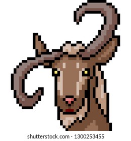 vector pixel art goat head isolated cartoon