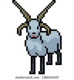 vector pixel art goat isolated cartoon
