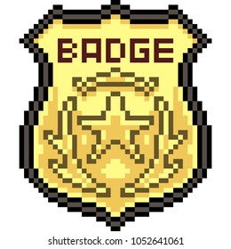 vector pixel art gold badge isolated cartoon