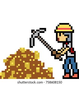 vector pixel art gold digger isolated