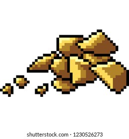 vector pixel art gold piece isolated cartoon