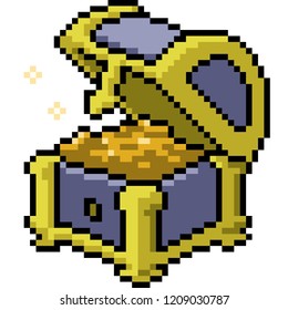 vector pixel art gold treasure isolated cartoon