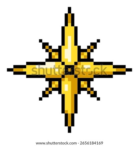 Vector Pixel Art - Golden Wind Rose Icon