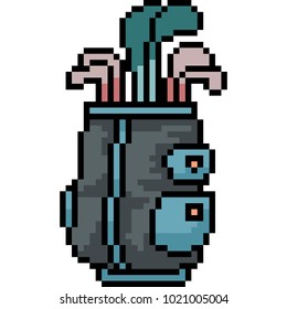 vector pixel art golf bag isolated