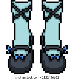 vector pixel art gothic shoe isolated cartoon