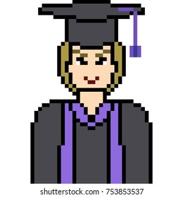 vector pixel art graduation isolated