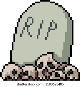 vector pixel art grave dead isolated cartoon
