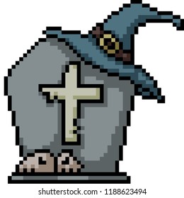 vector pixel art grave dead isolated cartoon

