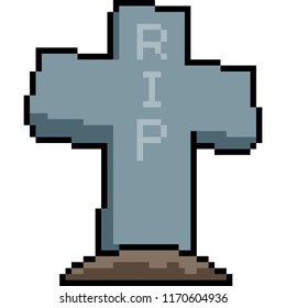 vector pixel art grave isolated cartoon