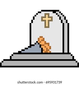 vector pixel art grave isolated