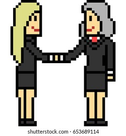 vector pixel art greeting business girl
