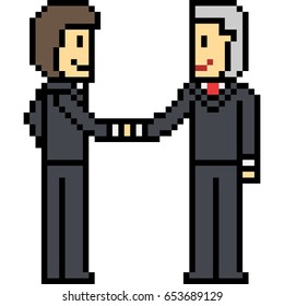 vector pixel art greeting business man