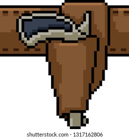 vector pixel art gun holster isolated cartoon