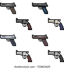 vector pixel art gun isolated