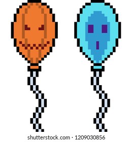 vector pixel art halloween balloon isolated cartoon