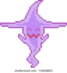 vector pixel art halloween ghost isolated