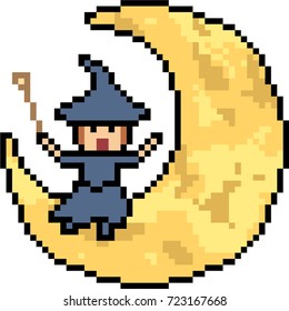 Vector Pixel Art Halloween Moon Isolated