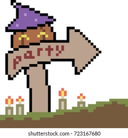 vector pixel art halloween party isolated