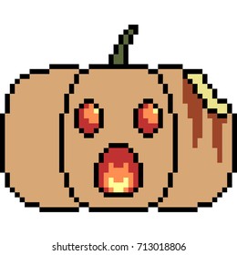 vector pixel art halloween pumpkin isolated