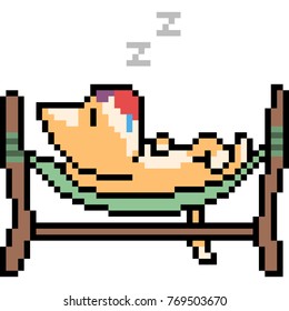 vector pixel art hammock sleep isolated