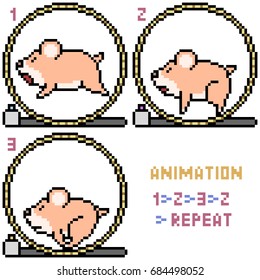 vector pixel art hamster animation frame isolated